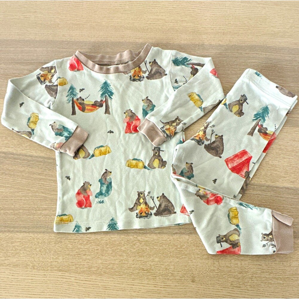 Burt's Bees Baby 24M 2-Piece Cotton Knit Long Sleeve Bear Camping Pajama Set